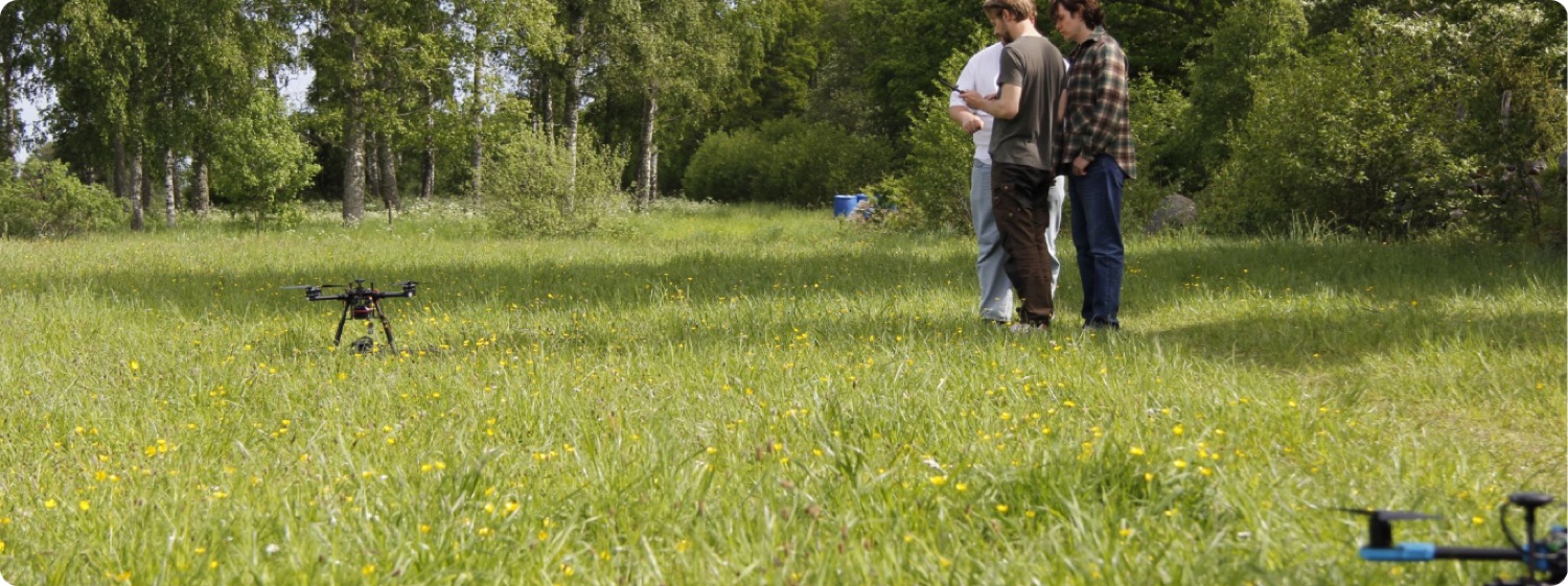 Autonomous drone tracking a target in a field