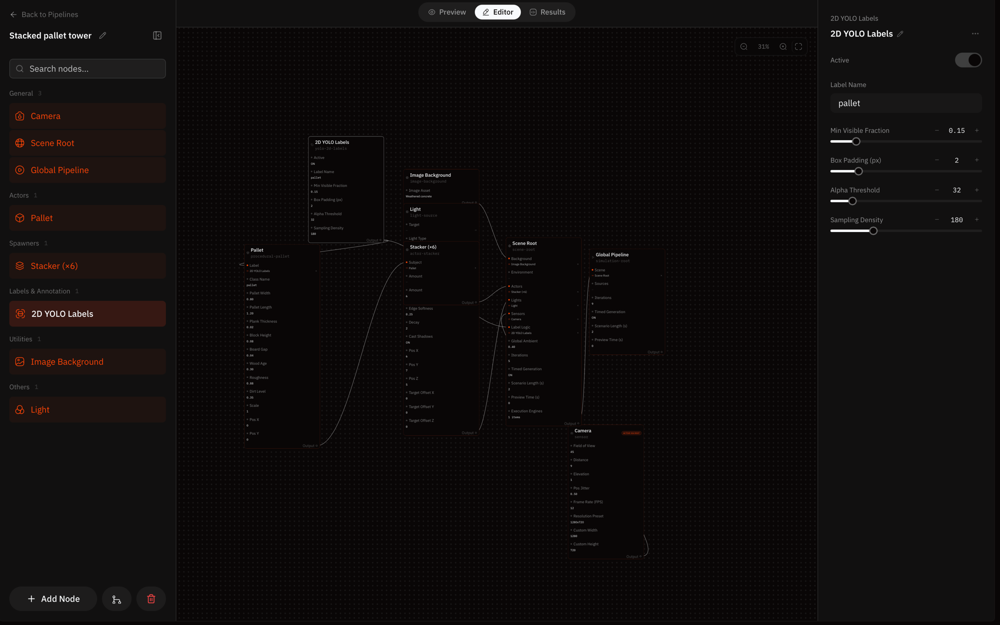 Pipeline in the Scailab app